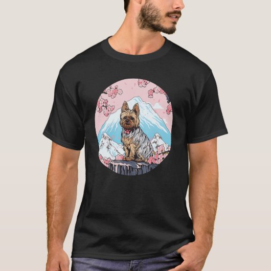 Yorkshire Terrier Mount Fuji Funny Dog Landmark T-shirt (Voorkant)