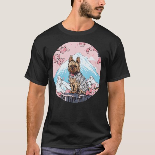 Yorkshire Terrier Mount Fuji Funny Dog Landmark T-shirt (Voorkant)
