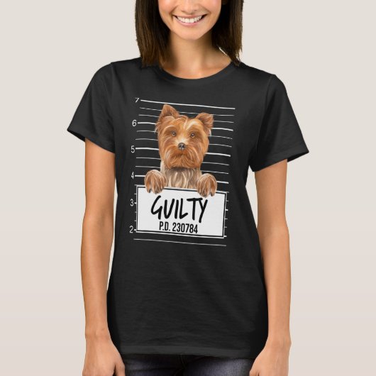 Yorkshire Terrier Mugshot Guilty Dog T-shirt (Voorkant)