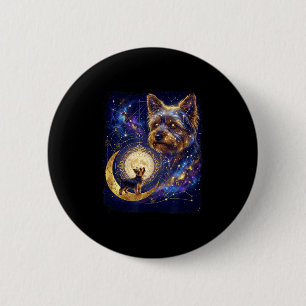 Yorkshire terrier naar de maan huilende meme 90s ronde button 5,7 cm