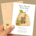 Yorkshire Terrier New House Moving Announcement Briefkaart<br><div class="desc">Announce your move with this adorable Yorkshire Terrier moving announcement card featuring a cute Yorkie puppy sitting in a stack of moving boxes holding a “We’ve Moved” sign. This charming design is perfect for dog lovers who want to share their new address with a playful and memorable touch. The soft...</div>