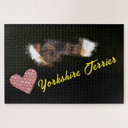 Yorkshire Terrier Ogen Effen Kleur 1000 stukjes  Legpuzzel (Horizontaal)