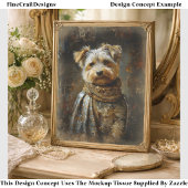 Yorkshire Terrier Olie Schilderij Decoupage Links Tissuepapier