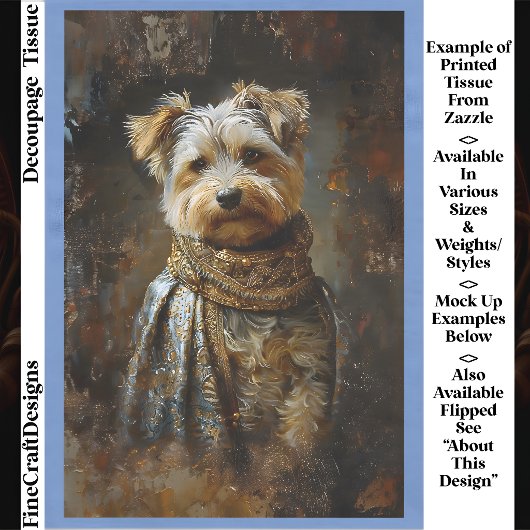 Yorkshire Terrier Olie Schilderij Decoupage Links Tissuepapier