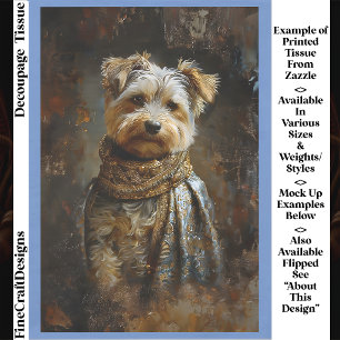 Yorkshire Terrier Olie Schilderij Decoupage Rechts Tissuepapier