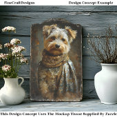 Yorkshire Terrier Olie Schilderij Decoupage Rechts Tissuepapier