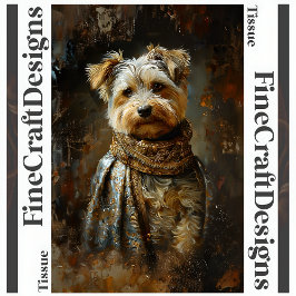 Yorkshire Terrier Olieverfschilderij Decoupage Lin Tissuepapier