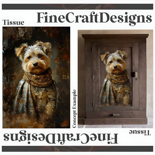 Yorkshire Terrier Olieverfschilderij Decoupage Lin Tissuepapier