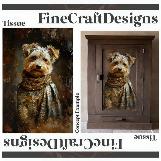 Yorkshire Terrier Olieverfschilderij Decoupage Rec Tissuepapier