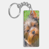 Yorkshire Terrier omhoog kijkend Sleutelhanger (Voorkant Links)