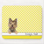 Yorkshire Terrier on Yellow Gingham Muismat (Voorkant)