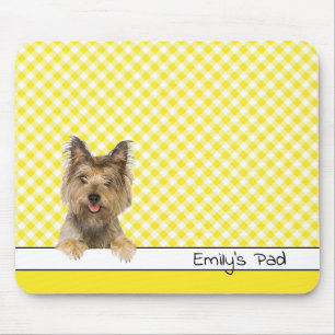 Yorkshire Terrier on Yellow Gingham Muismat