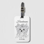 Yorkshire Terrier one line art customizable dog Bagagelabel (Voorkant (verticaal))