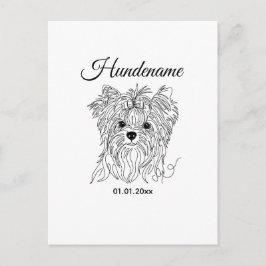Yorkshire Terrier one line art customizable dog Briefkaart