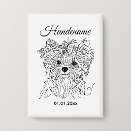 Yorkshire Terrier one line art customizable dog Button