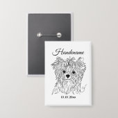 Yorkshire Terrier one line art customizable dog Button (Voorkant / Achterkant)
