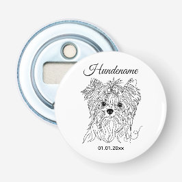 Yorkshire Terrier one line art customizable dog Button Flesopener