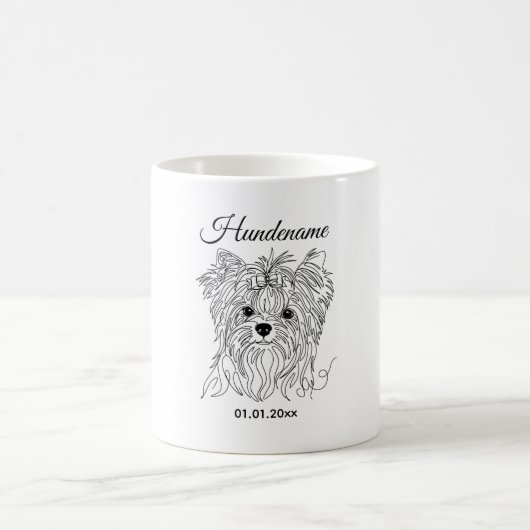 Yorkshire Terrier one line art customizable dog Koffiemok (Center)