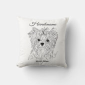 Yorkshire Terrier one line art customizable dog Kussen (Voorkant)