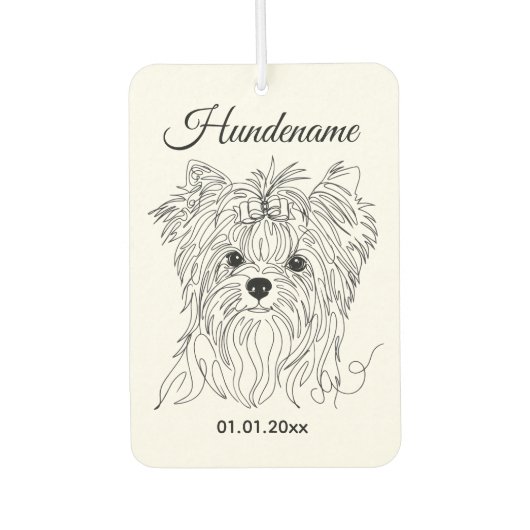 Yorkshire Terrier one line art customizable dog Luchtverfrisser (Voorkant)