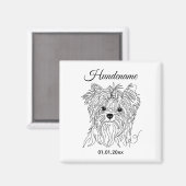 Yorkshire Terrier one line art customizable dog Magneet (Voorkant / Achterkant)