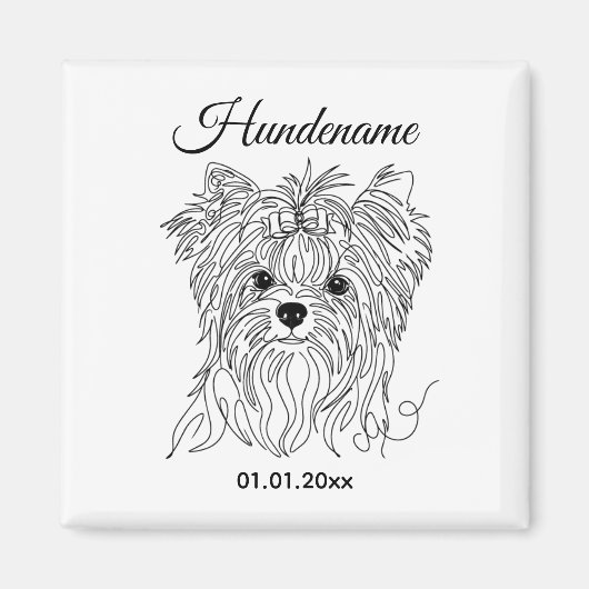 Yorkshire Terrier one line art customizable dog Magneet (Voorkant)