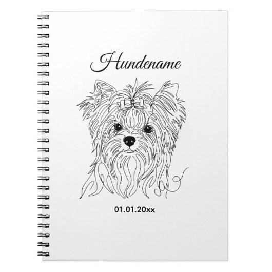 Yorkshire Terrier one line art customizable dog Notitieboek (Voorkant)