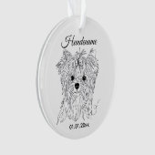 Yorkshire Terrier one line art customizable dog Ornament (voorkant)
