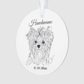 Yorkshire Terrier one line art customizable dog Ornament (voorkant)