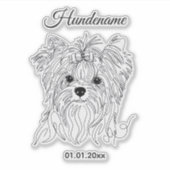 Yorkshire Terrier one line art customizable dog Sticker (Voorkant)