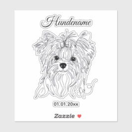Yorkshire Terrier one line art customizable dog Sticker