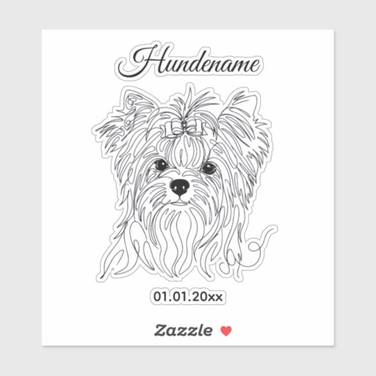 Yorkshire Terrier one line art customizable dog Sticker (Vel)
