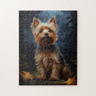 Yorkshire Terrier op een maanverlichte nacht Legpuzzel