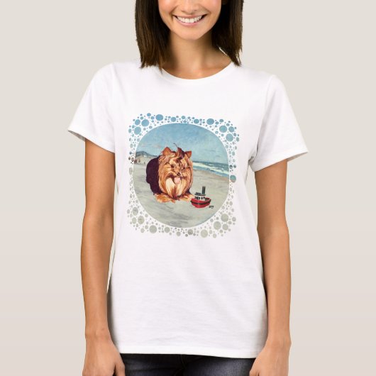 Yorkshire Terrier op het Strand T-shirt (Voorkant)
