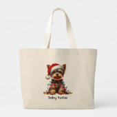 Yorkshire Terrier Op Sinterklaas Hoed Grote Tote Bag (Achterkant)