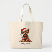 Yorkshire Terrier Op Sinterklaas Hoed Grote Tote Bag (Voorkant)