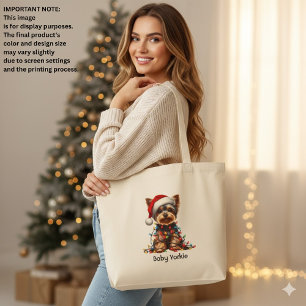 Yorkshire Terrier Op Sinterklaas Hoed Grote Tote Bag