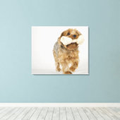 Yorkshire Terrier op witte achtergrond lopend Canvas Afdruk (Insitu (Houten vloer))
