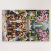 Yorkshire Terrier Orchidee Tuin Kunst Legpuzzel (Horizontaal)
