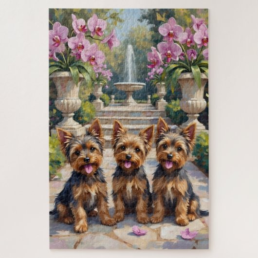 Yorkshire Terrier Orchidee Tuin Kunst Legpuzzel (Verticaal)