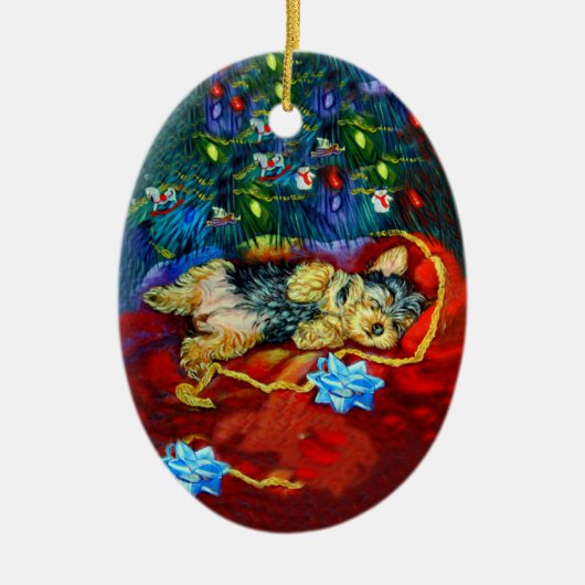 Yorkshire Terrier Oval Ornament (Voorkant)