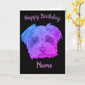 Yorkshire Terrier Paarse zwarte verjaardag Kaart (Gele Bloem)