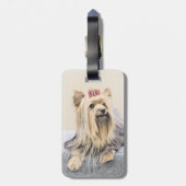 Yorkshire Terrier Painting - Cute Original Dog Art Bagagelabel (Achterkant verticaal)
