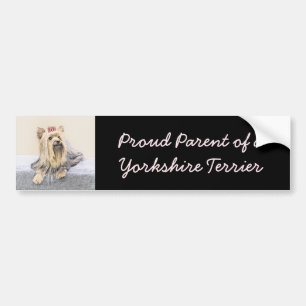 Yorkshire Terrier Painting - Cute Original Dog Art Bumpersticker