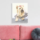 Yorkshire Terrier Painting - Cute Original Dog Art Canvas Afdruk (Insitu (Woonkamer))