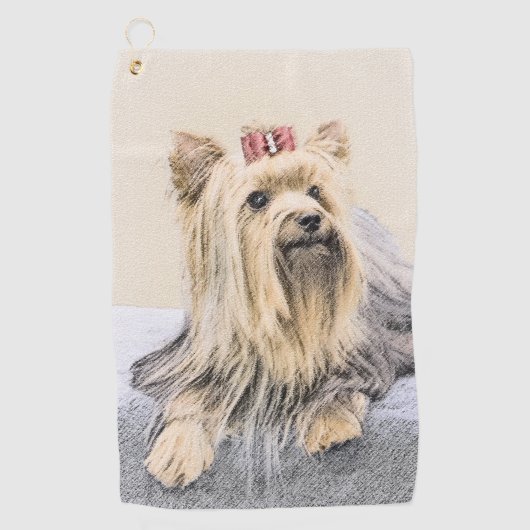 Yorkshire Terrier Painting - Cute Original Dog Art Golfhanddoek (Voorkant)