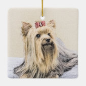 Yorkshire Terrier Painting - Cute Original Dog Art Keramisch Ornament (Achterkant)
