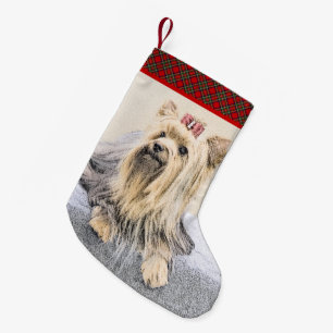 Yorkshire Terrier Painting - Cute Original Dog Art Kleine Kerstsok