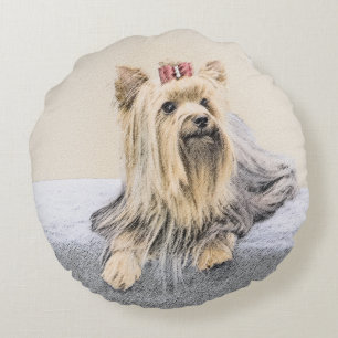 Yorkshire Terrier Painting - Cute Original Dog Art Rond Kussen