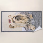 Yorkshire Terrier Painting - Cute Original Dog Art Strandlaken (Voorkant)